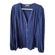 89th & Madison NWT Women's 2X Pearl Button Medieval Blue Blouse Career Office