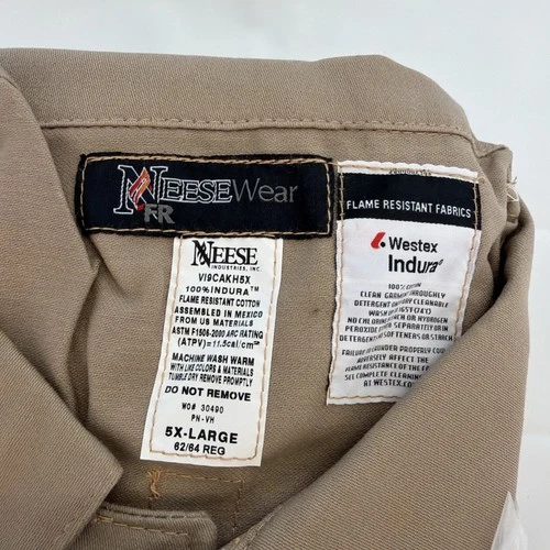 New Neese Wear Flame Resistant Coveralls Mens 5X Tan Workwear Uniform image 4
