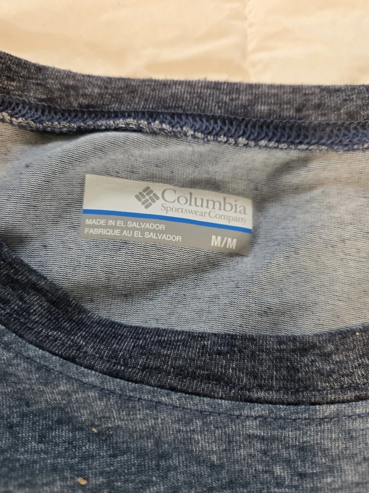 Columbia T Shirt Men Medium Raglan Gray Heather Outdoor Hiking Casual Tee0176 - Image 3 of 4