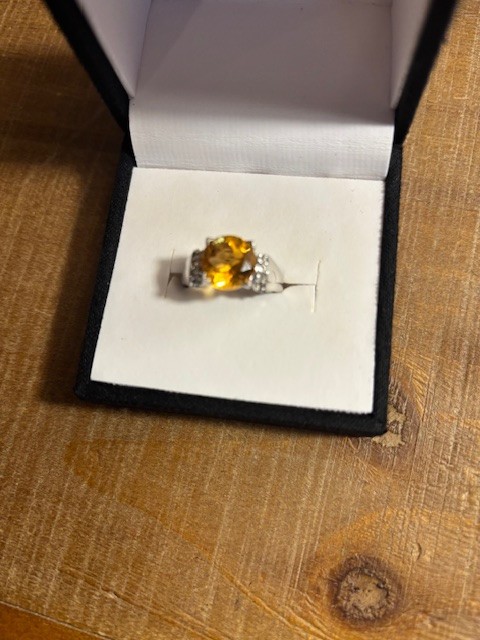 Yellow Citrine Rhodium Over Sterling Silver Ring 3.08ctw, Size 6