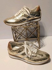 Dolce Vita - Emely - Gold Hidden Platform Sneakers Size 8.5 White Stripes - NEW 