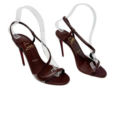 Christian Louboutin Rosalie 100 Brown Leather Slingback Stiletto Sandals EU 37