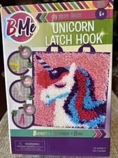B Me DIY Unicorn Latch Hook Kit for Girls Mini Rug Sewing Set 15 Colorful Yarn