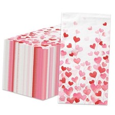 100Pcs Valentines Day Paper Napkins Red and Pink Heart Napkins Disposable
