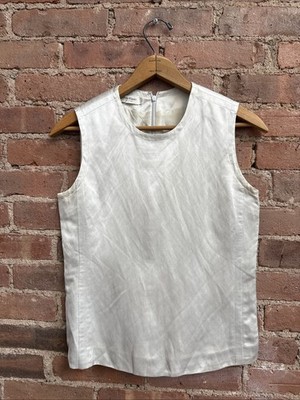 Vintage Calvin Klein Collection Women s Top, Sz 2, Silver Linen Viscose, Italy