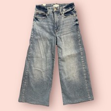 Good American Good Waist Denim High Rise Palazzo Crop Jeans Wide Leg Barrel Sz 4