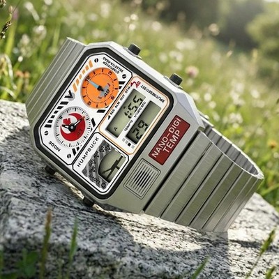 Humpbuck Digital Watch  33mm Silver Multifunction