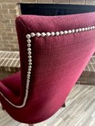Red Wingback Accent Chair, Upholstered With Arms, Nailhead Trim, Dark Wood — photo 3