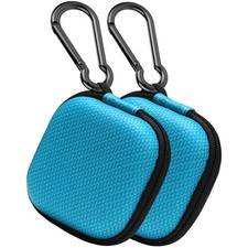 Earbud Case Storage Bag Blue 2Pack with Carabiner