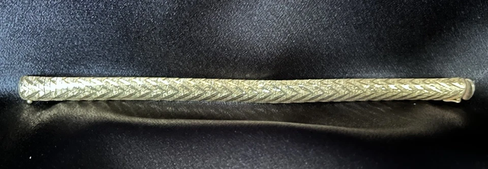 Brazalete Omega Vintage Oro Amarillo 14K Grabado Italiano 7 Pulgadas 18 gramos, ~10mm con Foto 3 de 4