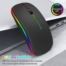 Rechargeable Silent LED Backlit Wireless Mouse - Bluetooth 2.4Ghz Dual Mode Opti