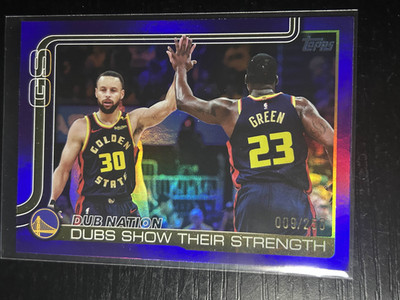 Dubs Show Their Strength Curry Green 2025 Topps #291 Purple Foil /250