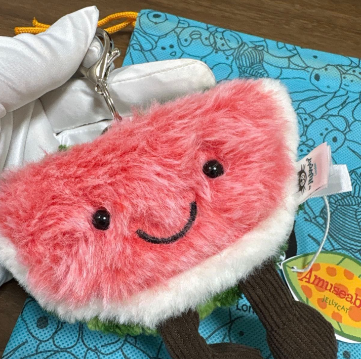 Cute Jellycat Watermelon Plush Keychain Bag Charm Amuseables NWT