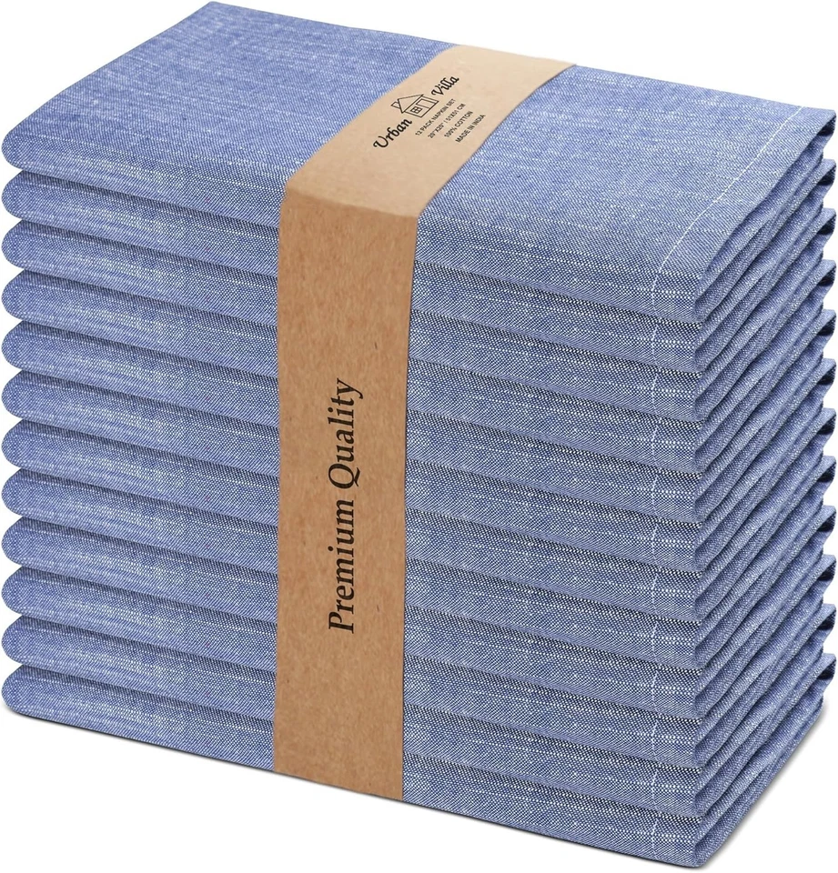 Everyday Use Dinner Napkins Set of 12 Blue White - Image 3 of 4