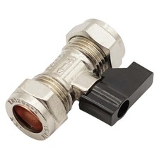 Chrome Compression Isolation Valve With Plastic Lever/Handle - 15mm | Pack of 10