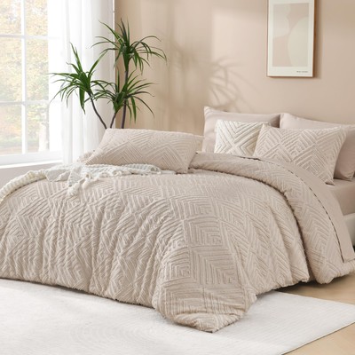 Khaki Queen Comforter Set, 3 Pieces Lightweight Fluffy Boho Bedding Comforter...