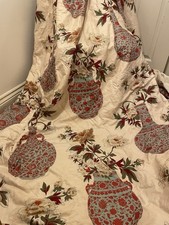 Vintage Floral vase chinoiserie curtains interlined country house  126"w  81"d