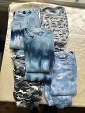 EUC Lot of 5 B Baby Steps Long Sleeve Pajama Sets 5Y Cotton Camo Tie Dye Dinos