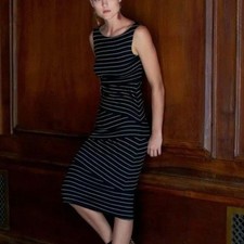 Anthropologie Bailey 44 S UK 6 8 Striped Layered Tiered Jersey Column Midi Dress