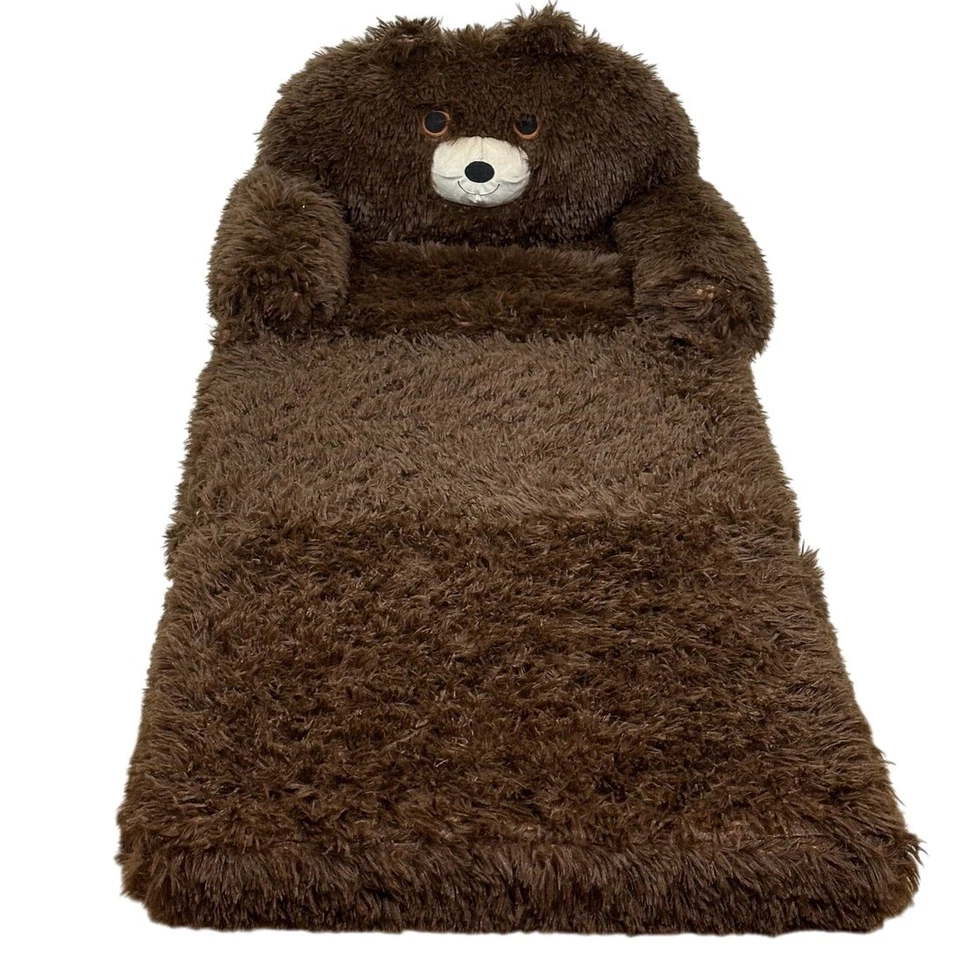 Silla de espuma abatible de oso de peluche para niños cama sofá convertible de felpa asiento 16"" marrón Foto 2 de 4