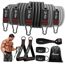  Resistance Bands, Exercise Bands with Handles, Fitness Bands, grey 150LBS