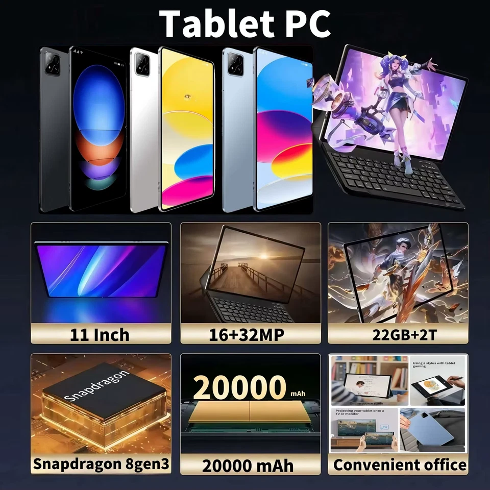 Tablette AxessTab42 2025 7S Ultra Snapdragon 8GEN Android 15 tablette 11 pouces - Photo 3/4