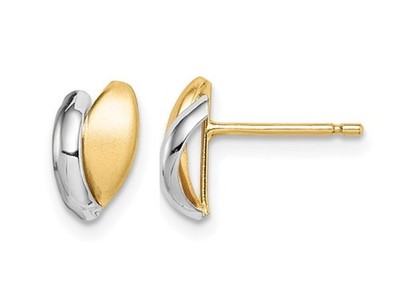 Ohrstecker 14 Karat Gelbgold Satin Blatt