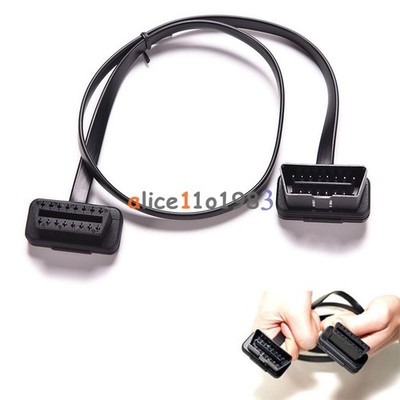 OBD2 Thin 16Pin Noodle Male to Female Elbow ELM327 OBD 60cm Extension Cable #yi