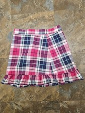 Janie and Jack Plaid Ruffle Skirt Faux Leather Buckle Accent Red  Navy Blue