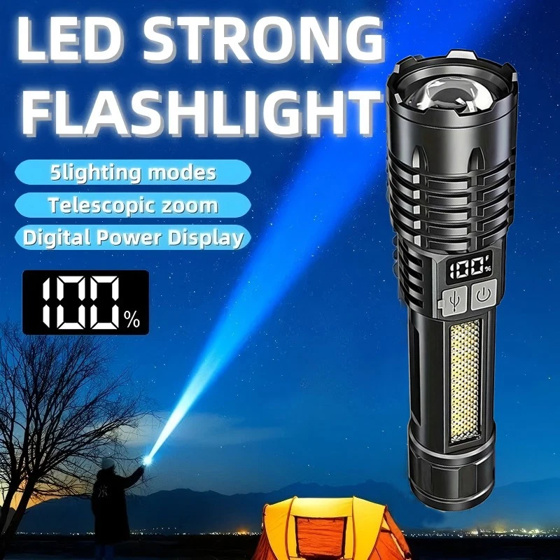 990000000 Lumen Super Bright LED Flashlight Rechargeable Tactical LED Work Light - Image 4 of 4