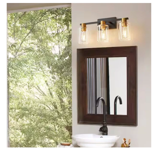 Deyidn Farmhouse 19.68 in. 3-Light Black and Gold Modern Industrial Dresser Lamp - Image 3 of 4