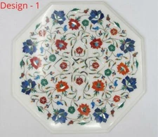 18'' white antique Marble Center corner Table Top Inlay lapis malachite rex