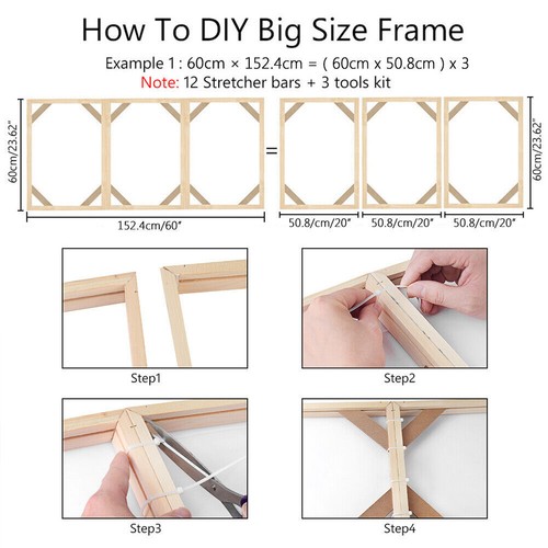 Art Canvas Stretcher Bar DIY Picture Natural Solid Wood Frame Stretching Strip - Picture 7 of 84