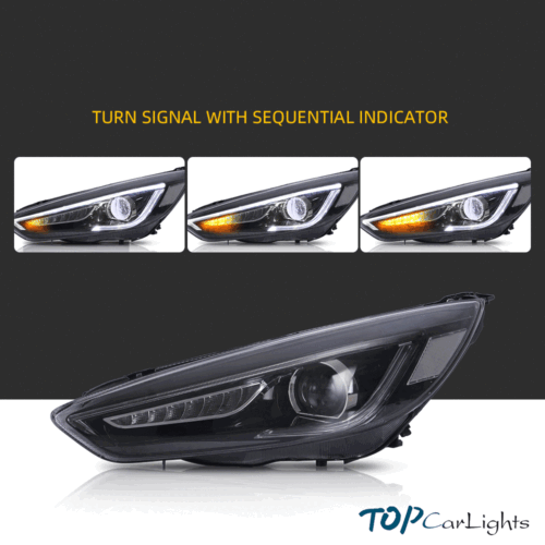 VLAND 2Pcs LED Projector Headlights For 2015-2018 Ford Focus W/Sequential Signal - Bild 2 von 9