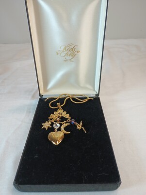 Kirks Folly Necklace w/ Moon & Star charm holder w/Moon, Star, Fairy, Heart NIB