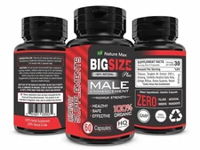 Big Size Plus Capsules for Men ed, Male Support pills for Energy 60ct