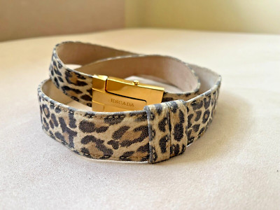 Escada Vintage Leather Iridescent Sparkling Cheetah Print Belt