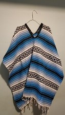 Mexican Poncho San Carlos Falsa Woven  Vibrant Colors, Warm  Comfortable  Cin