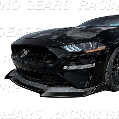 FIT 2018-2023 FORD MUSTANG GT-STYLE PAINTED BLACK FRONT BUMPER SPOLIER LIP KIT