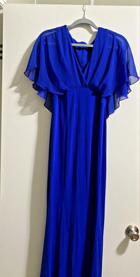 Alexia B Nites Blue Evening Dress Droop Sleeves Size 6 Women s Dress