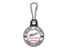 Medic Alert "Severe Food Allergies" EpiPen Inside - Zipper Pull, Luggage Tag