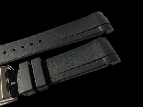 Tudor 22mm black rubber wrist watch strap band with deployment clasp - Picture 3 of 6