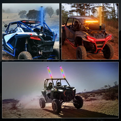 For Can Am X3 ATV UTV 1.8" Thick Pair 2FT RGB FAT LED Whip Light Spiral Antenna - Bild 11 von 18