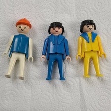 Vintage 1974 Geobra 3 Toy Figure Lot Playmobil construction worker and other
