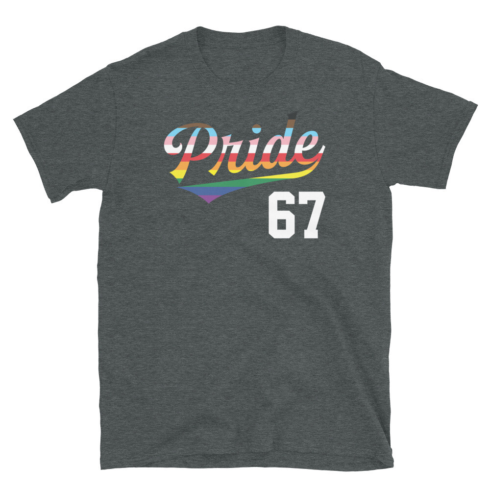 Baseball Jersey Number 67 LGBTQ Inclusive Rainbow Short-Sleeve