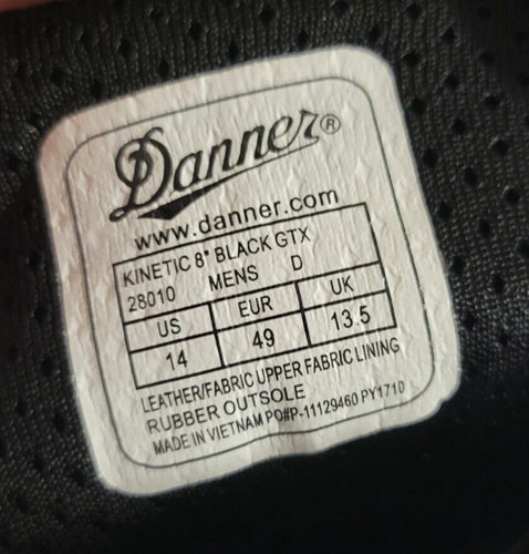 New Danner Men's Size 14D 'Kinetic' Tactical GTX 8" Waterproof Black Combat Boot - Picture 5 of 5