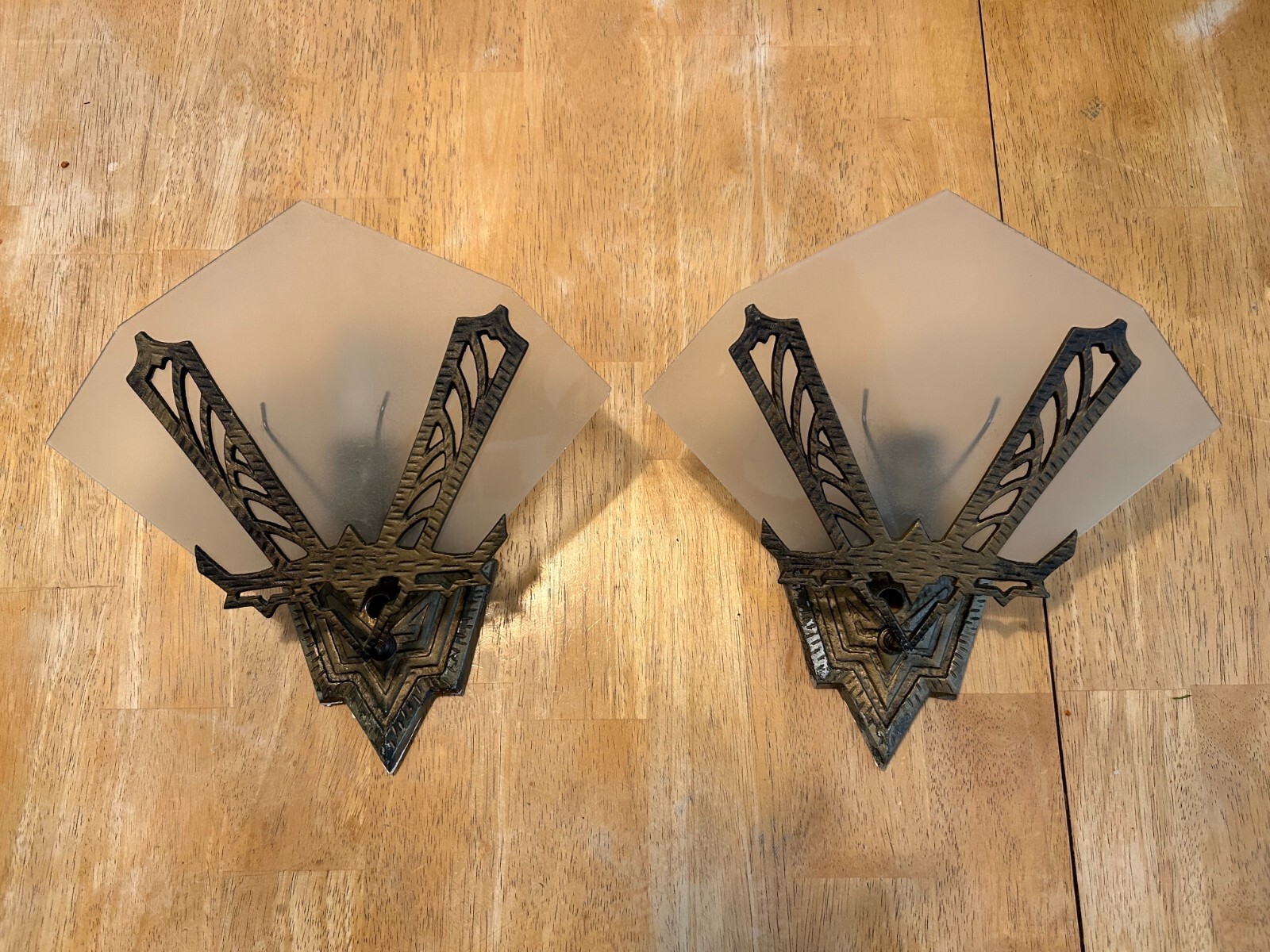 Pair of original antique, art deco style wall sconces eBay