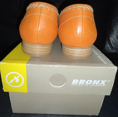 LADIES SIZE 6 ORANGE LEATHER BONGO CUT OUT FLATS BRONX DIJKMANS MINIMAL WEAR - Picture 8 of 9