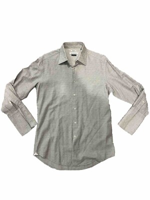 Versace Collection Shirt Men 39/15.5 Gray Diamond Business Fit Button Up French