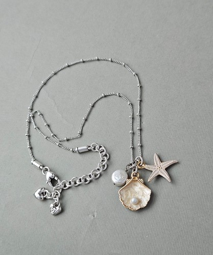 Brighton Sea Dreamer Starfish Shell Pearl Charm Silver Gold Two Tone Necklace 18 - Picture 5 of 12